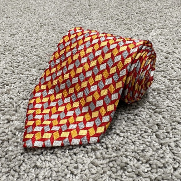 Stefano Ricci Other - STEFANO RICCI Tie 3.75 x 59" Silk Necktie Geometric Red Orange Blue Yellow Italy